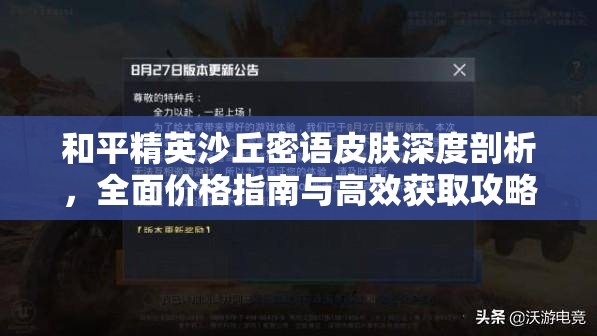 和平精英沙丘密语皮肤深度剖析，全面价格指南与高效获取攻略