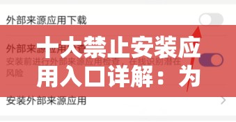 十大禁止安装应用入口详解：为何这些应用被禁止？