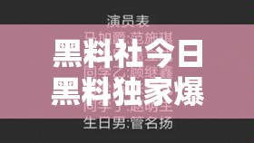 黑料社今日黑料独家爆料正能量之深度剖析与全面解读