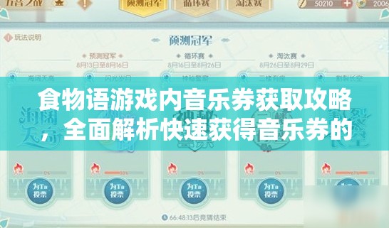 食物语游戏内音乐券获取攻略，全面解析快速获得音乐券的方法