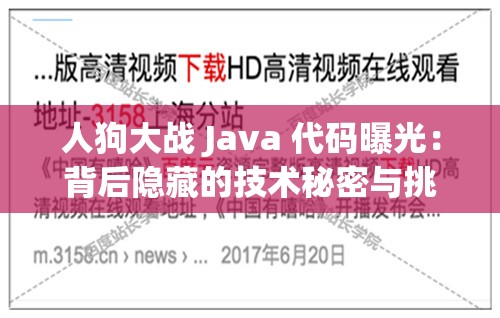 人狗大战 Java 代码曝光：背后隐藏的技术秘密与挑战