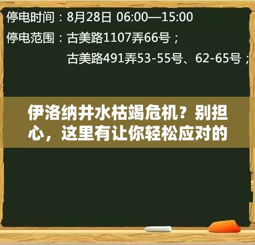 伊洛纳井水枯竭危机？别担心，这里有让你轻松应对的实用妙招！