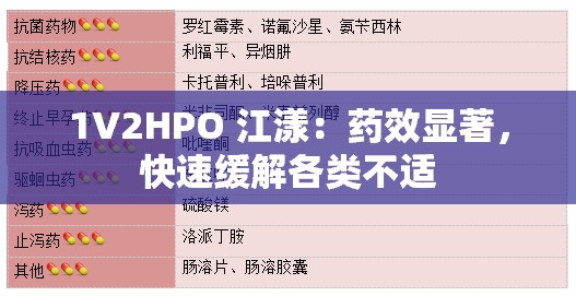 1V2HPO 江漾：药效显著，快速缓解各类不适