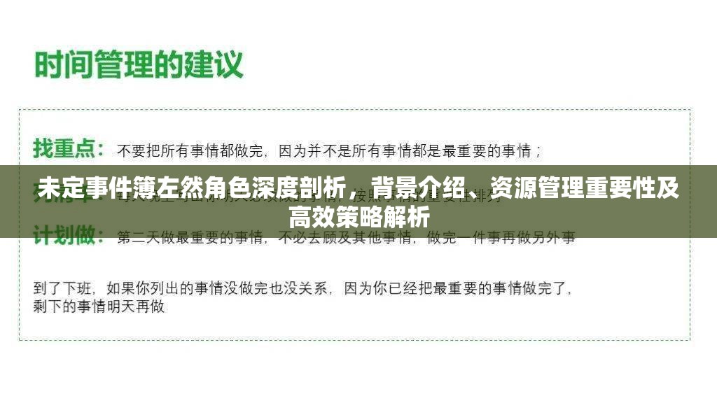 未定事件簿左然角色深度剖析，背景介绍、资源管理重要性及高效策略解析