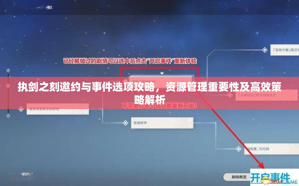 执剑之刻邀约与事件选项攻略，资源管理重要性及高效策略解析