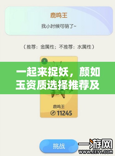 一起来捉妖，颜如玉资质选择推荐及高效资源管理策略解析
