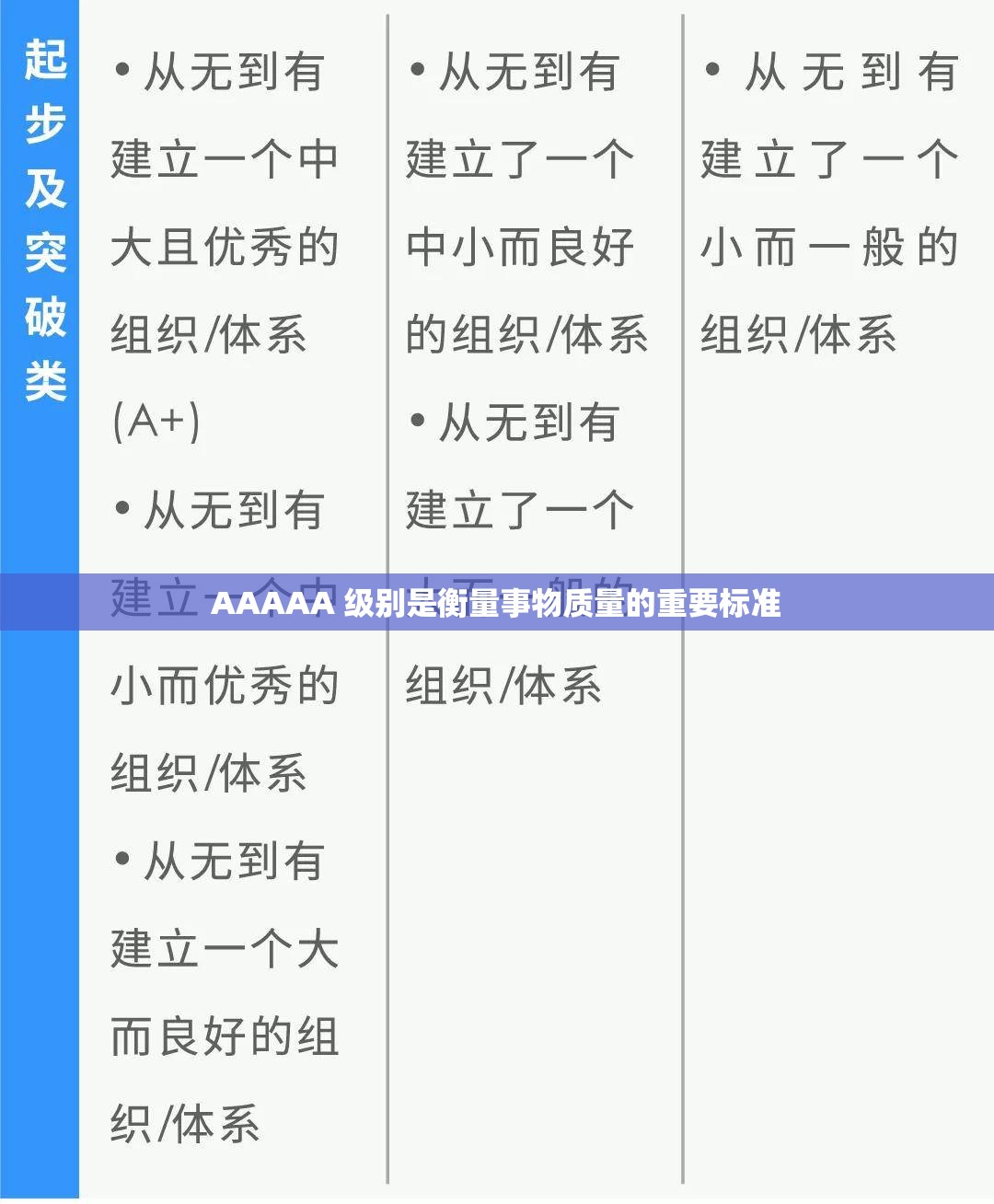 AAAAA 级别是衡量事物质量的重要标准