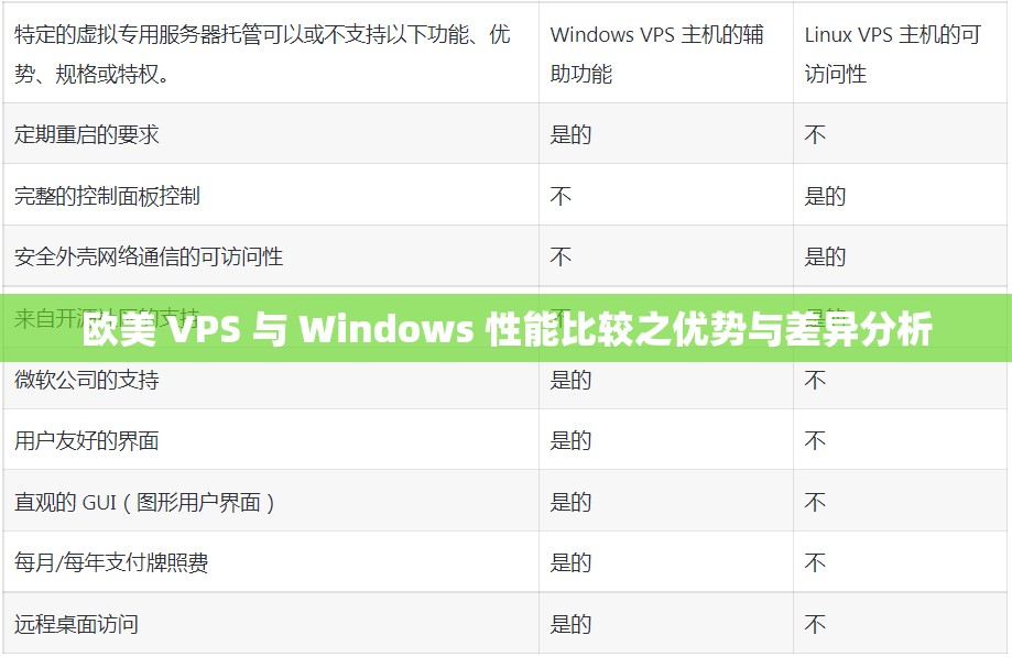 欧美 VPS 与 Windows 性能比较之优势与差异分析