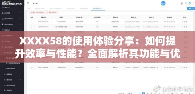 XXXX58的使用体验分享：如何提升效率与性能？全面解析其功能与优势