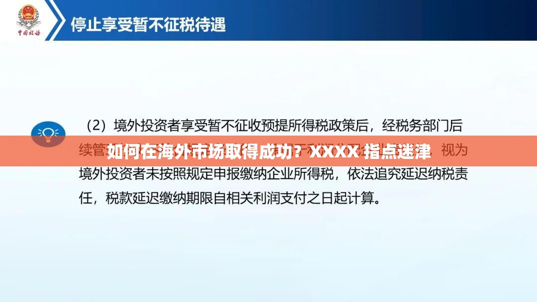 如何在海外市场取得成功？XXXX 指点迷津