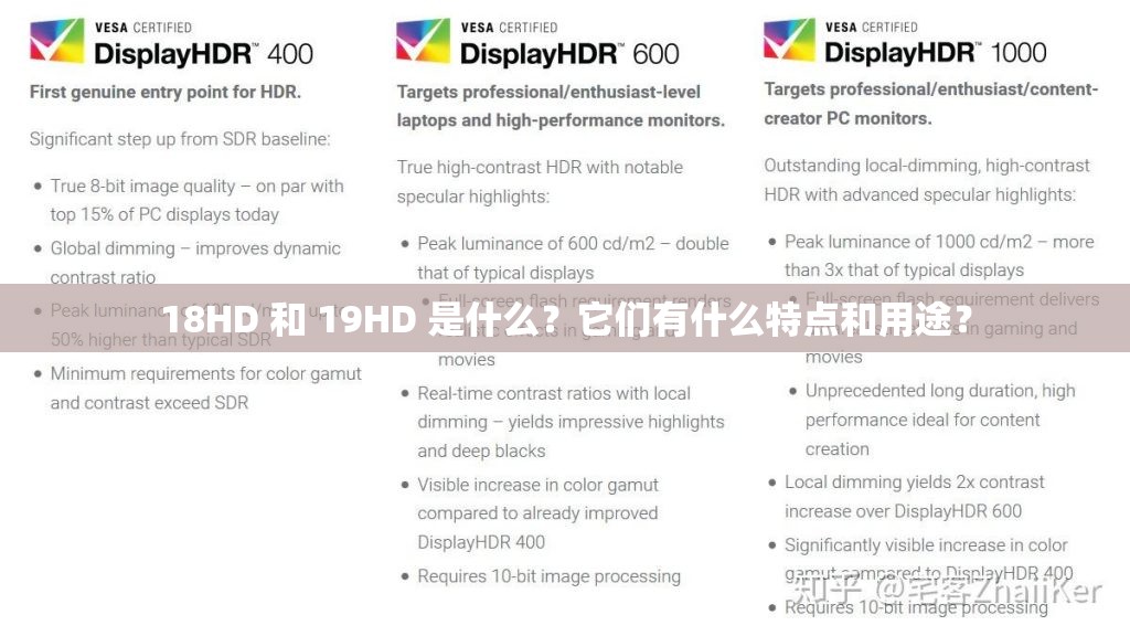 18HD 和 19HD 是什么？它们有什么特点和用途？