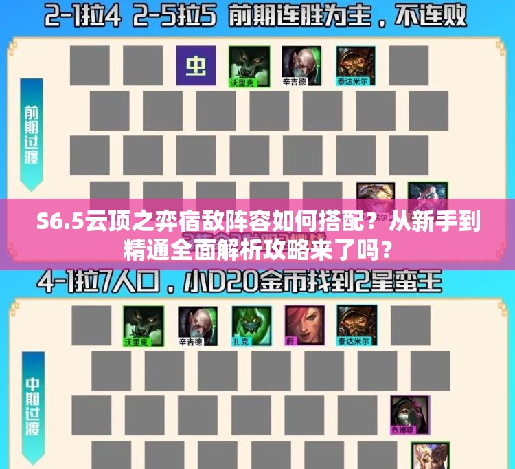 S6.5云顶之弈宿敌阵容如何搭配？从新手到精通全面解析攻略来了吗？