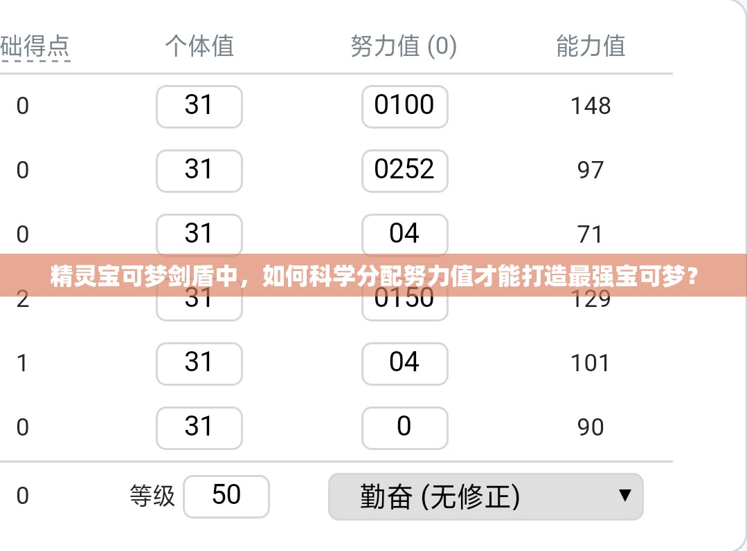 精灵宝可梦剑盾中，如何科学分配努力值才能打造最强宝可梦？