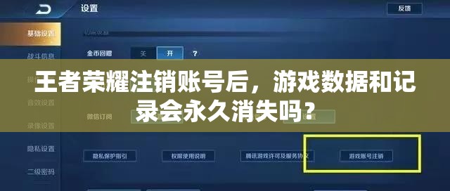 王者荣耀注销账号后，游戏数据和记录会永久消失吗？